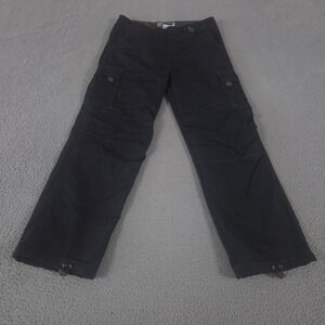 VINTAGE Utility Pants Mens XL Black Wide Leg Roll Tab Cuffs Nylon Cargo 90s